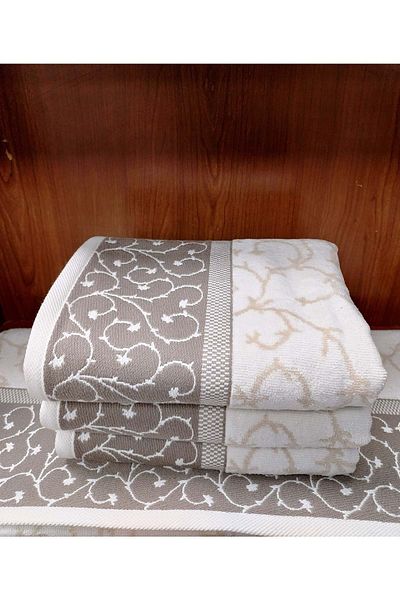 Özdilek Özdilek 1 Piece Kdf Cotton Hand-Face Towel (50X90)-Jalen Beige Cream