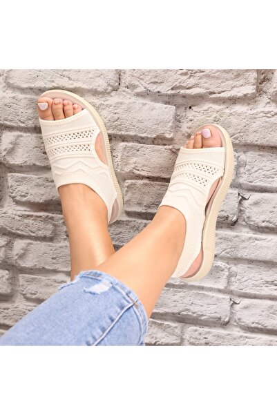 Botinelli Women's sandals without heels Beige from Textile Alesta, 38