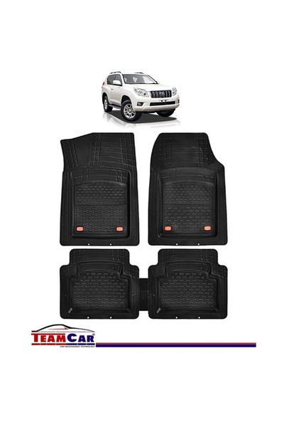 TEAMCAR ® Car Mats Tray Type Compatible with Toyota Land Cruiser J150 (2009+) Black Durable Material