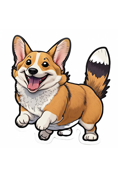 INOVATIX Set de 8 piese, autocolant cățeluș Corgi, INOVATIX®. 6 cm