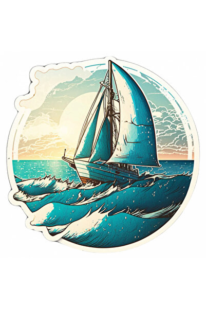 INOVATIX Set de 8 piese, autocolant Barcă cu pânze pe valuri, INOVATIX®. 6 cm