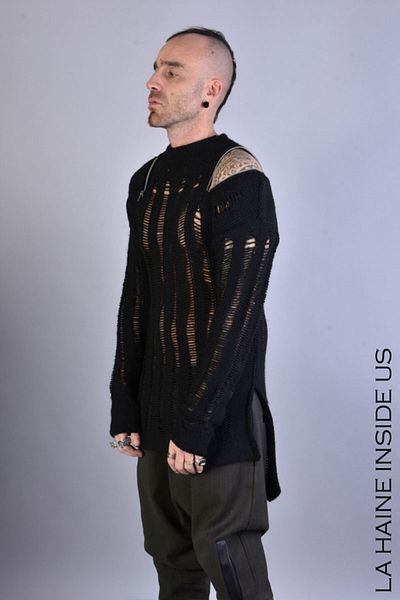 La Haine Inside Us ASYMMETRIC THICKNESS SWEATER - LA HAINE INSIDE US - BLACK, S