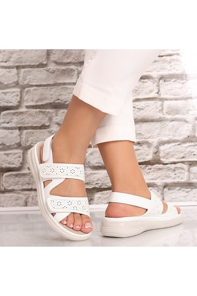 MODA STİL Women's White Sandals Made of Ecological Leather Brilya, 36