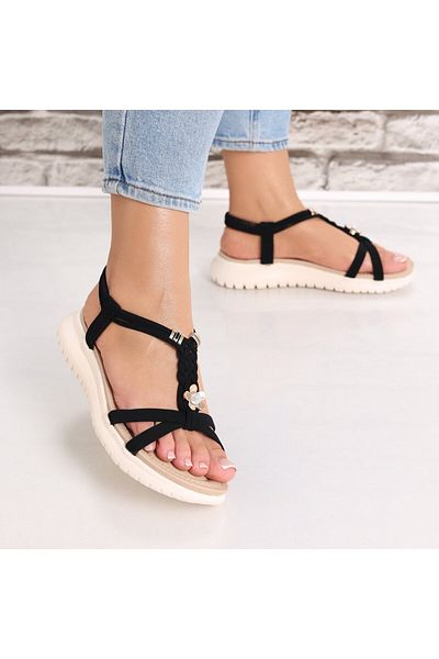 MODA STİL Sandale Dama Negre Din Imitatie Catifea Inda, 37