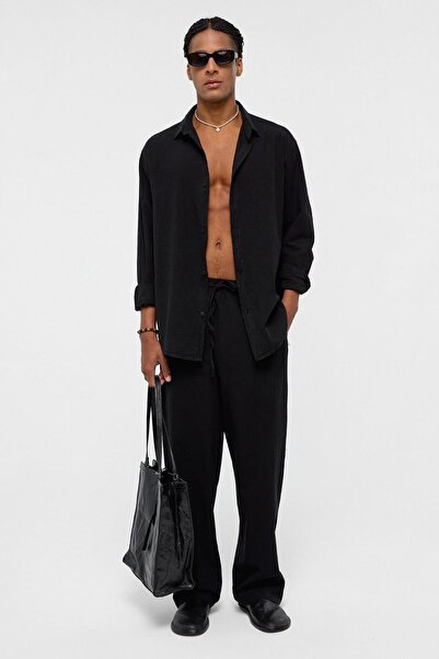 VAMOSCLO Basic Oversize Linen Suit Black