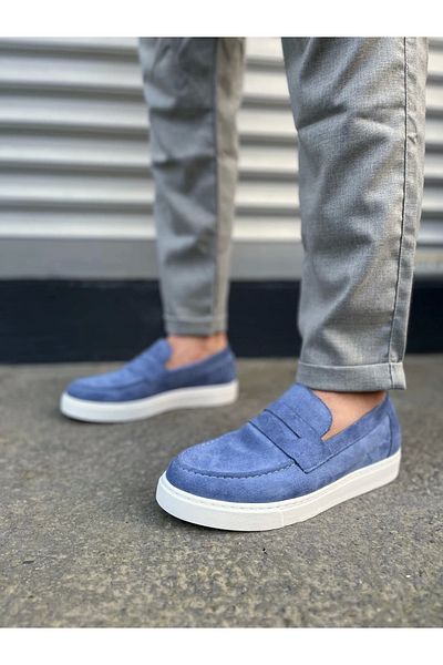 Joy Ayakkabı Jy180 Estilo X Laceless Suede Men's Casual Sports Classic Shoes Sbt - Blue