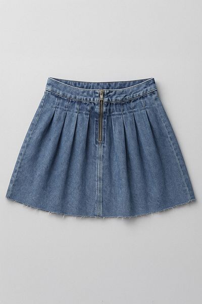 Bluewhite Women's Stylish Pleated Summer Mini Jean Skirt