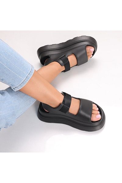 MODA STİL Sandale Dama Cu Platforma Negri Din Spuma Ailade, 36-37