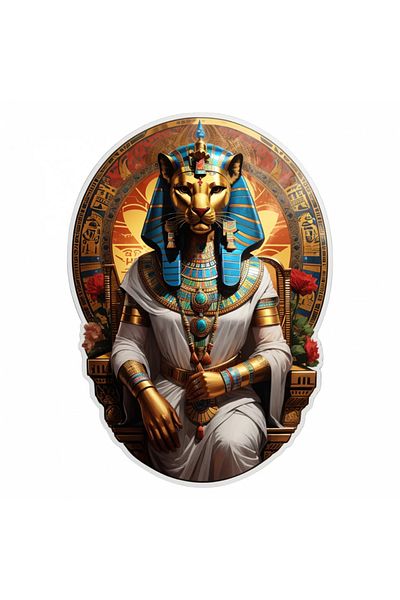INOVATIX Set de 8 piese, autocolant zeul egiptean Sekhmet, INOVATIX®. 6 cm