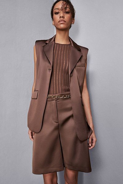 Patrizia Pepe LONG SATIN VEST - PATRIZIA PEPE - 46, BROWN