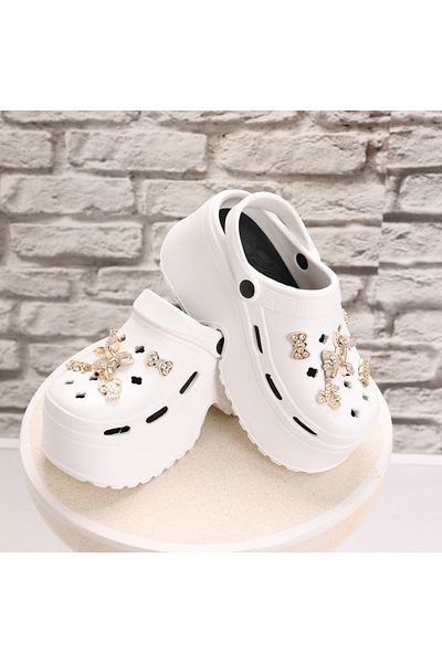 MODA STİL Women's White Foam Platform Slippers Adova, 40-41