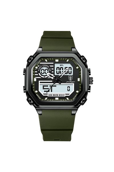 delis Men's digital watch Poedagar CS1764, silicone, green, black dial