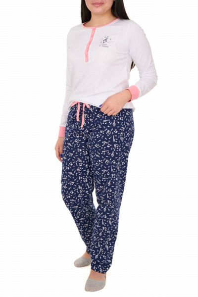VİENETTA Women's pajamas with buttons, Heaven, gray