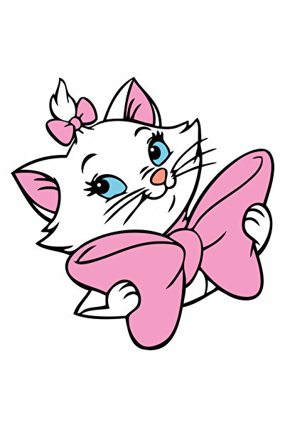 INOVATIX Set de 8 piese, Autocolant Pisicile Aristocrate Marie cu fundiță, IN...