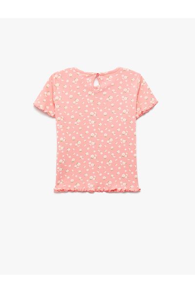 Koton Crew Neck Cotton Camisole Short Sleeve Floral T-Shirt