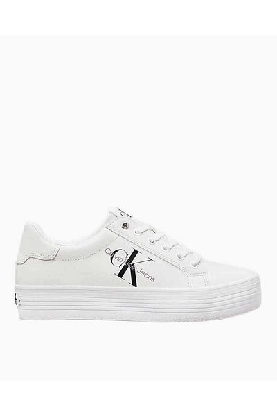 Calvin Klein Damen-Sneaker mit Logo, Plateauabsatz, bequemer Sohle, weißer Sneaker, geeignet für den täglichen Gebrauch Yw0y