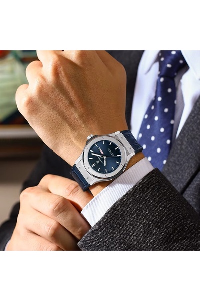 delis Ceas barbatesc Poedagar CS1810, piele naturala, verde-argintiu, cadran verde