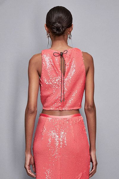 Patrizia Pepe SEQUIN TOP - PATRIZIA PEPE - M, CORAL