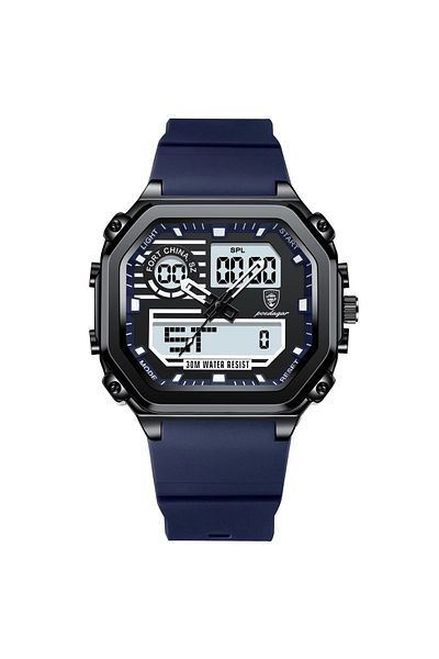 delis Men's digital watch Poedagar CS1765, silicone, blue, black dial