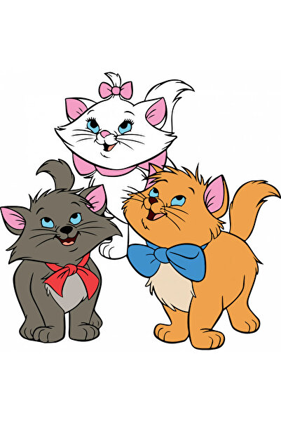 INOVATIX Set de 8 piese, autocolant Pisicile Aristocrate Marie, Berlioz și Toulouse, INOVATIX®. 6 cm