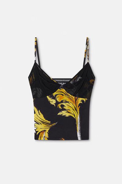 VERSACE JEANS COUTURE TOP CU BREDELE IMPRIMATE - VERSACE JEANS COUTURE - 40, NEGRU
