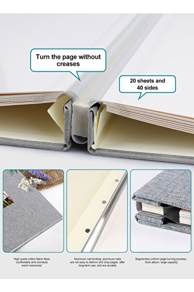 Primo Plus Page Self-Adhesive Photo Album, Grey-40