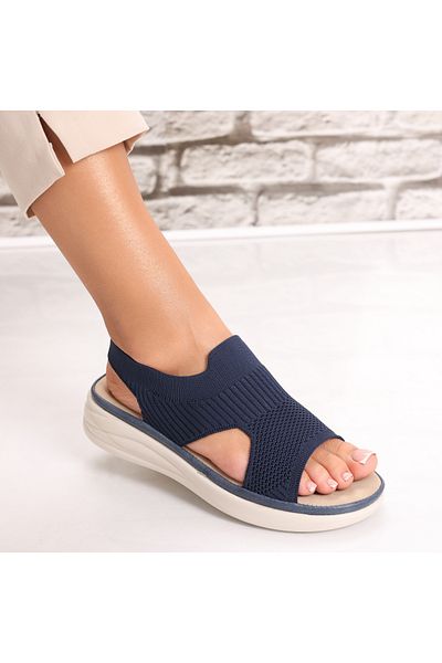 MODA STİL Women's Sandals Without Heels Navy Blue Textile Zavina, 36