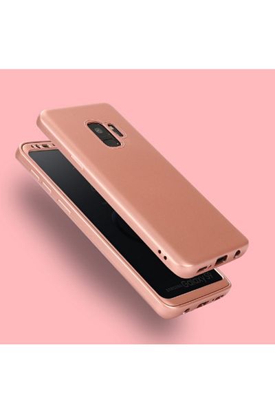 OEM Carcasă din silicon auriu-roz pentru Samsung S9 Plus, cu acoperire completă la 360 de grade și protecție pentru ecran