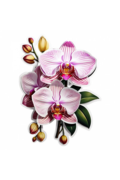 INOVATIX Set de 8 autocolante cu flori de orhidee, INOVATIX®. 6 cm