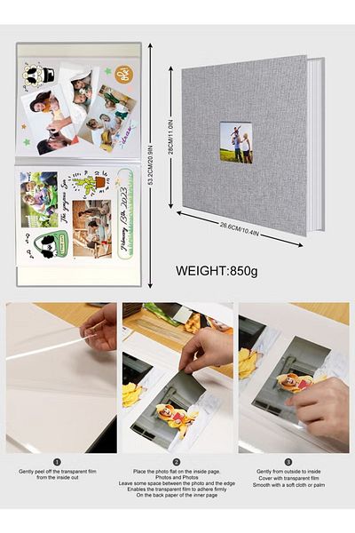 Primo Plus Page Self-Adhesive Photo Album, Grey-40