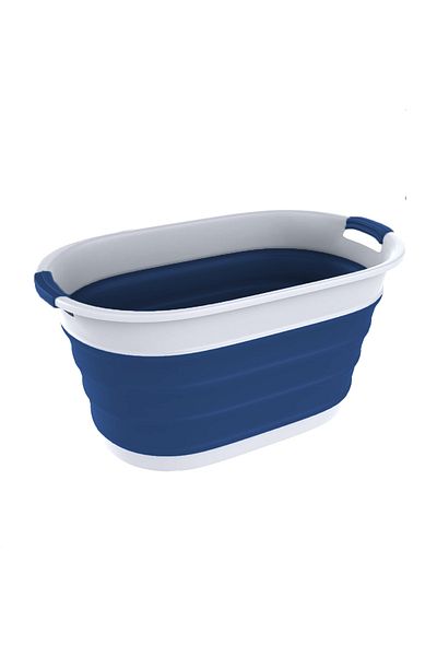 Teno Teno® Foldable Laundry Basket, compact, 32 liters, 62 x 45 x 27 cm, blue