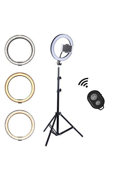 Teno Teno® Ring Light Circular Lamp, Diameter 35.6cm/14 Inch, Remote Control and Tripod 210 cm, White