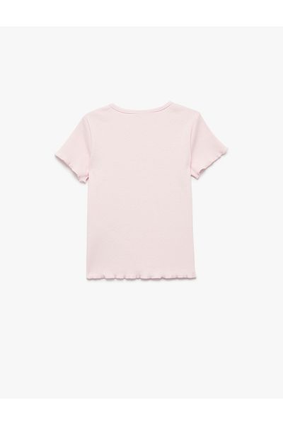 Koton Cotton Short Sleeve Camisole Flower Embroidery Crew Neck T-Shirt