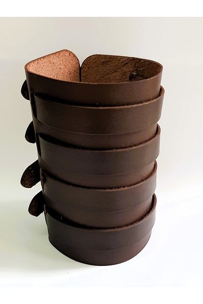 aysefe Wide Ottoman Bracelet with 4 Belts in Real Leather