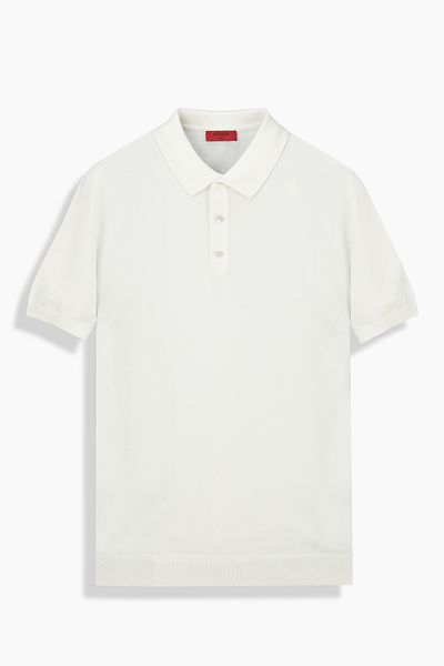 Sarar Interview Men's Woven Rayon Fabric Polo Neck White Knitwear T-Shirt