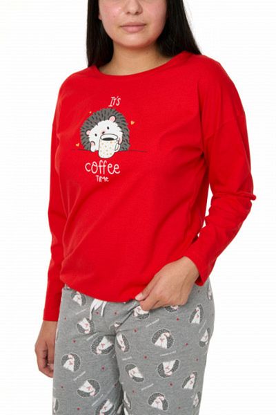 VİENETTA Women's Pajamas with Hedgehog Print, Vienetta, Red