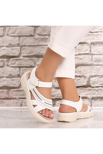 MODA STİL Women's White Sandals Made of Ecological Leather Mirora, 38