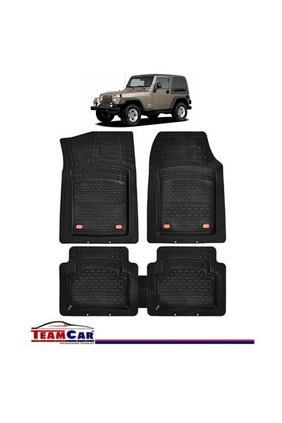 TEAMCAR Covorașe auto tip tavă compatibile cu Jeep Wrangler TJ (1997–2006), negre, material durabil