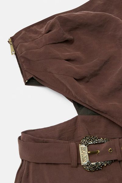 VERSACE JEANS SIDE CUT OUT DRESS - VERSACE JEANS - 40, BROWN