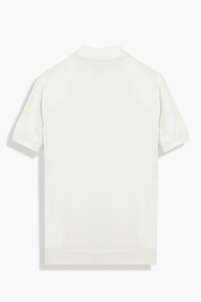 Sarar Interview Men's Woven Rayon Fabric Polo Neck White Knitwear T-Shirt