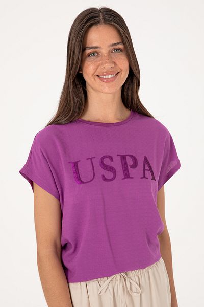 U.S. Polo Assn. Women's Violet Crew Neck T-Shirt 50300777-Vr037