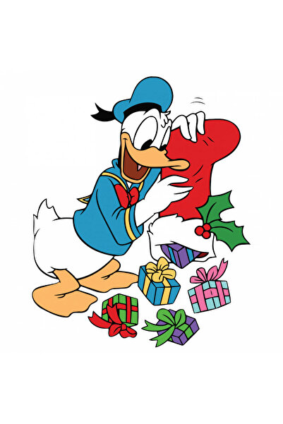 INOVATIX Set de 8 autocolante Donald Duck cu cadouri de Crăciun, INOVATIX®. 6 cm