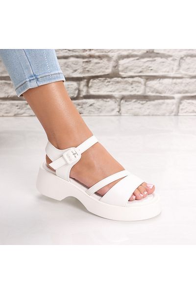 MODA STİL Women's Sandals With White Platform Made Of Ecological Leather Teazra, 36