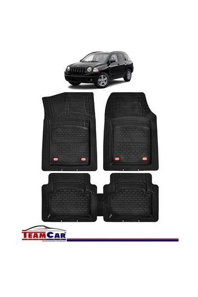 TEAMCAR Covorașe auto tip tavă compatibile cu Jeep Compass MK (2007–2016), negre, material durabil