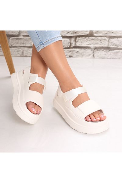 MODA STİL Women's White Foam Platform Sandals Ailade, 40-41