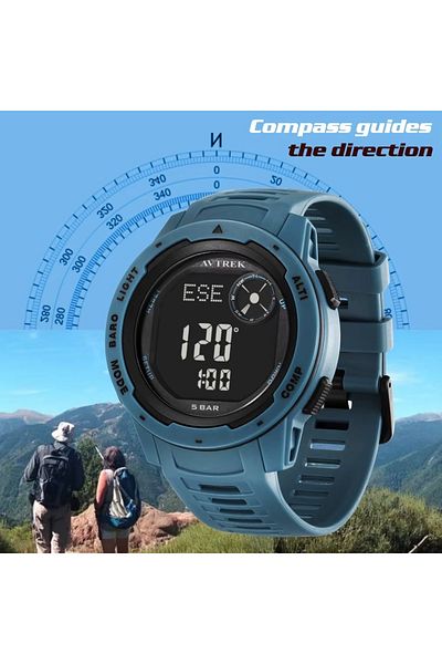 delis Ceas barbatesc digital Avtrek CS1761, silicon, albastru, cadran negru