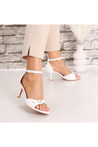 MODA STİL Women's White Heeled Sandals Made of Ecological Leather Alaza, 37