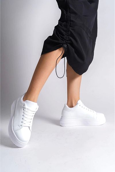 Joy Ayakkabı Bıana Lace-Up Orthopedic Sole Women's Sneaker Sports Shoes Bt - White