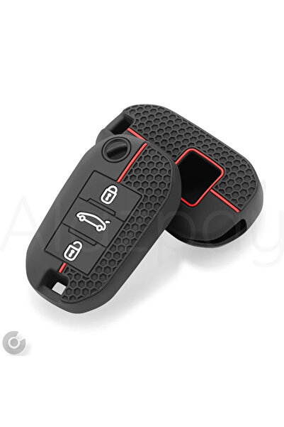 Alazpay Husă pentru chei din silicon cu model pentru Peugeot 208 301 307 308 ...