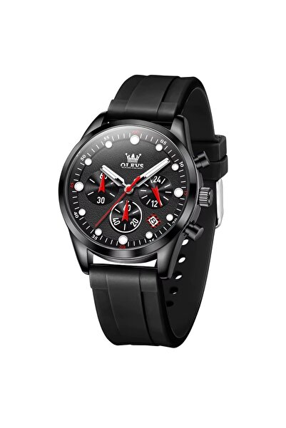 delis Ceas barbatesc Olevs CS1936, silicon, negru, cadran negru